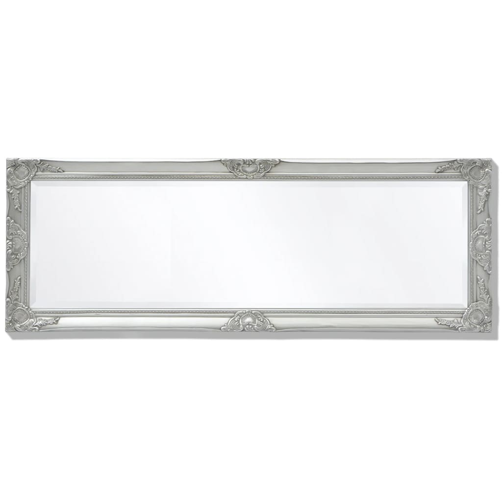 vidaXL Stensko ogledalo baročno 140x50 cm srebrno