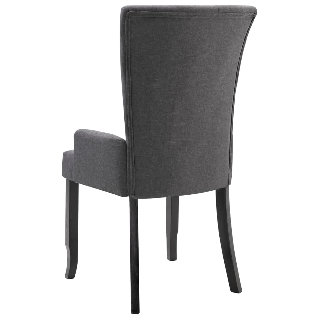 vidaXL Jedilni stoli z naslonjali za roke 2 kosa temno sivo blago