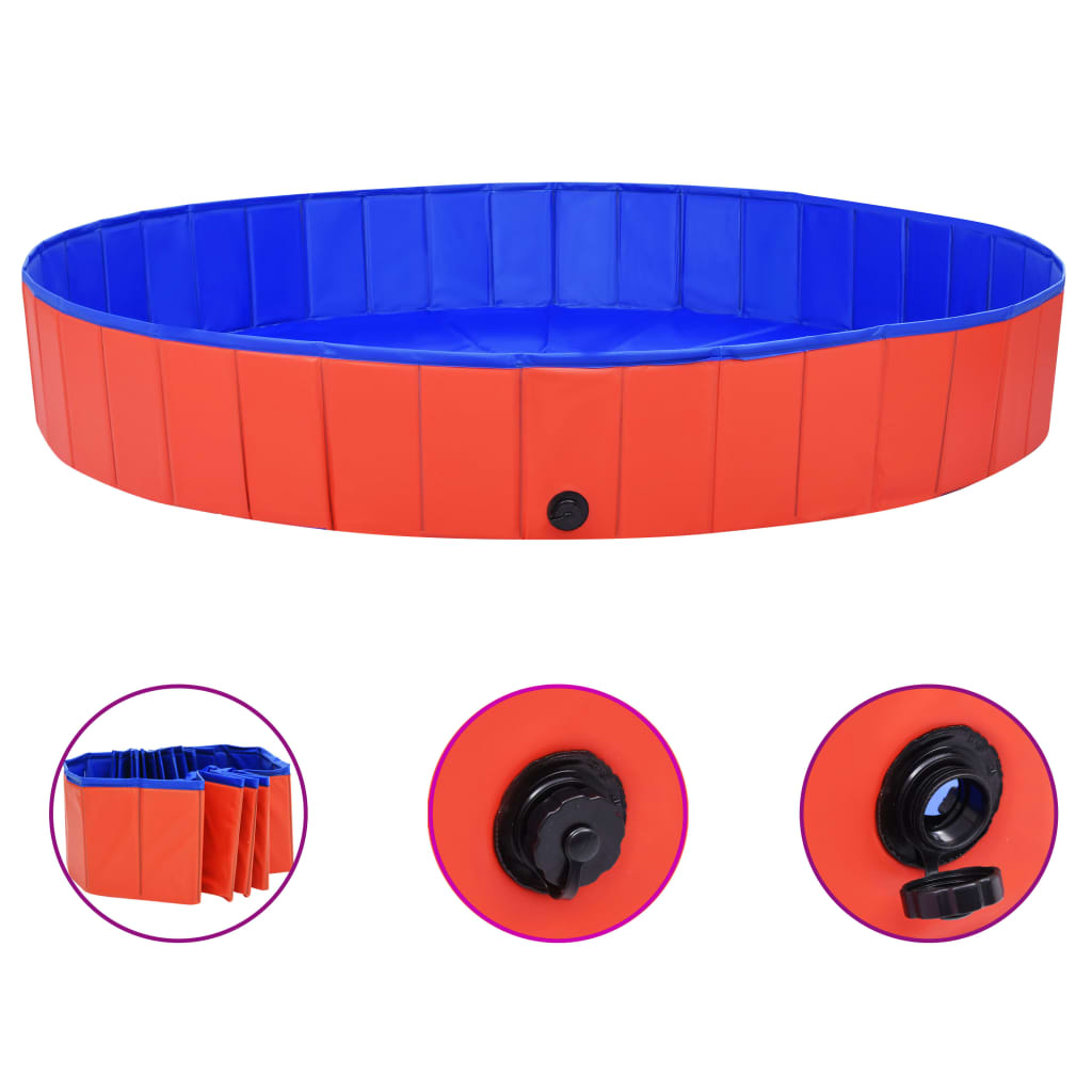 vidaXL Zložljiv bazen za pse rdeč 200x30 cm PVC