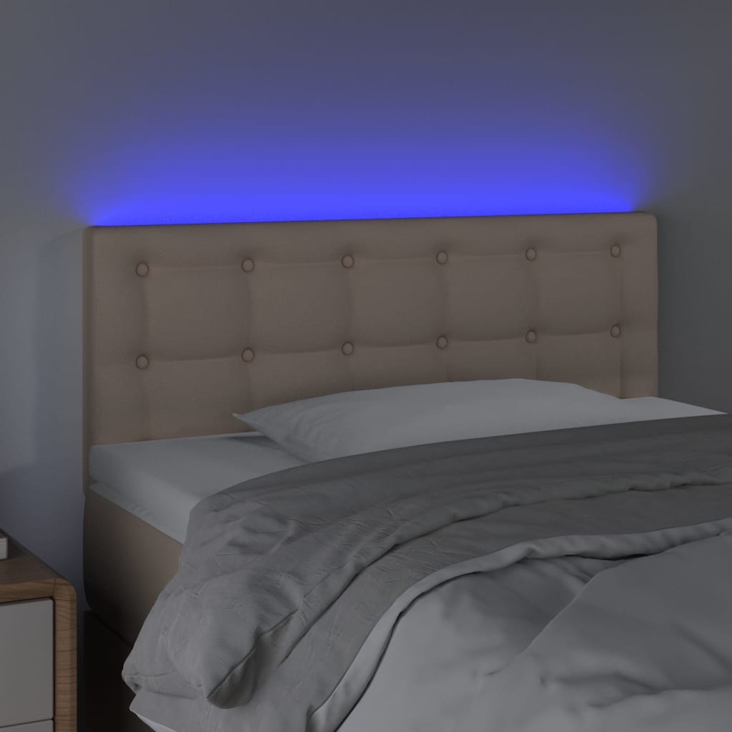 vidaXL LED posteljno vzglavje kapučino 100x5x78/88 cm umetno usnje