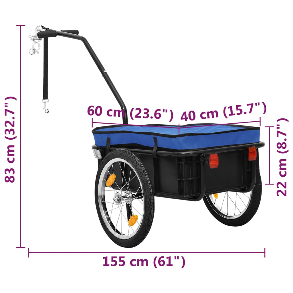 vidaXL Kolesarska prikolica/voziček 155x60x83 cm jeklo modra