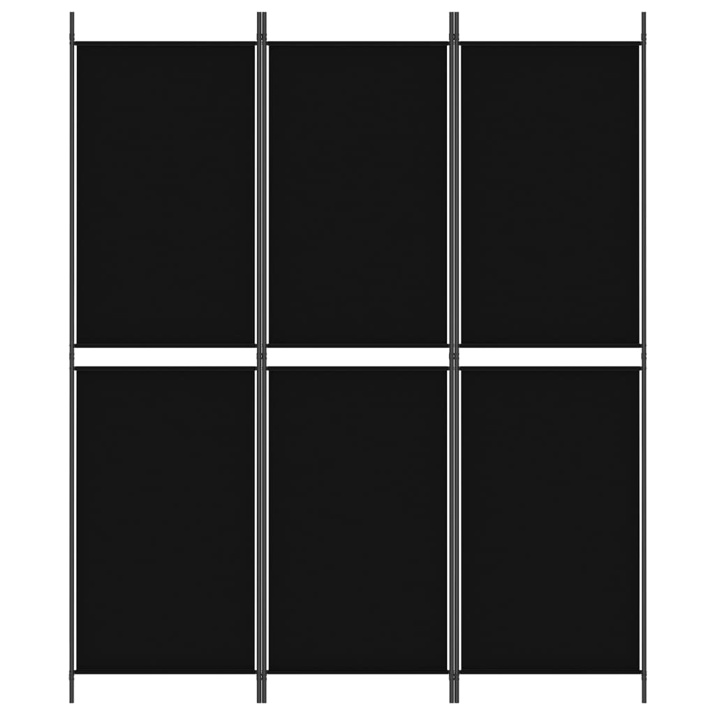 vidaXL Paravan 3-delni črn 150x180 cm blago
