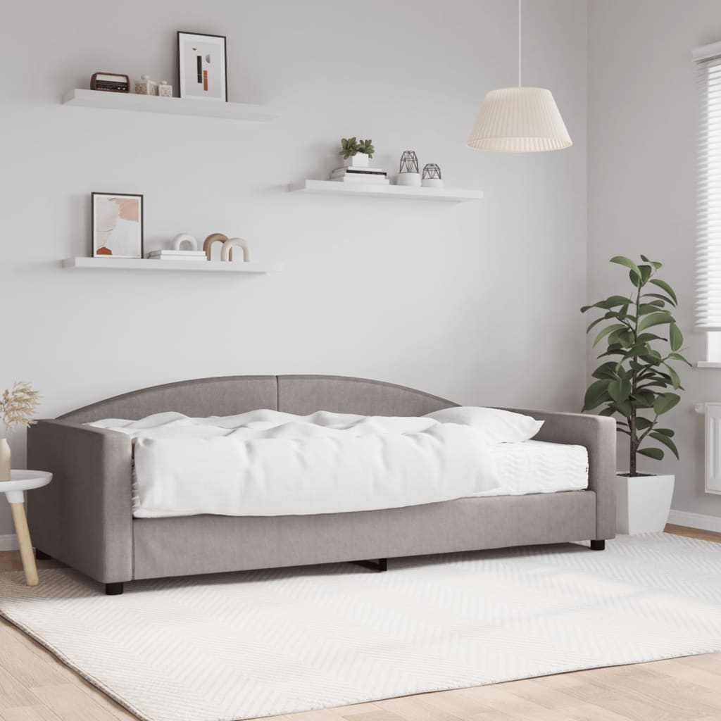 vidaXL Dnevna postelja z vzmetnico taupe 100x200 cm blago
