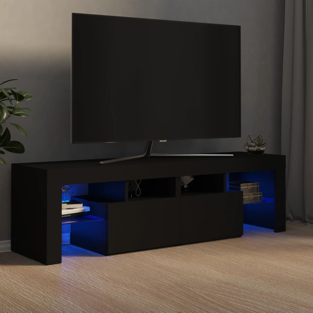 vidaXL TV omarica z LED lučkami črna 140x36,5x40 cm