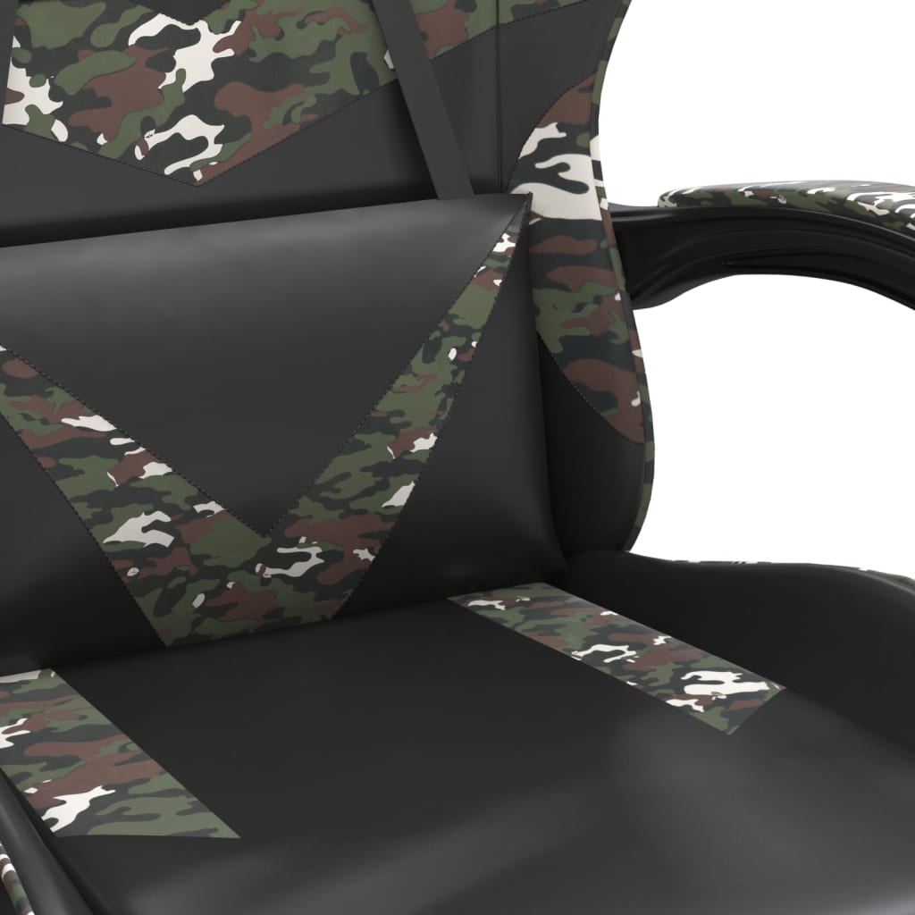 vidaXL Gaming stol z oporo za noge črno in kamuflažno umetno usnje