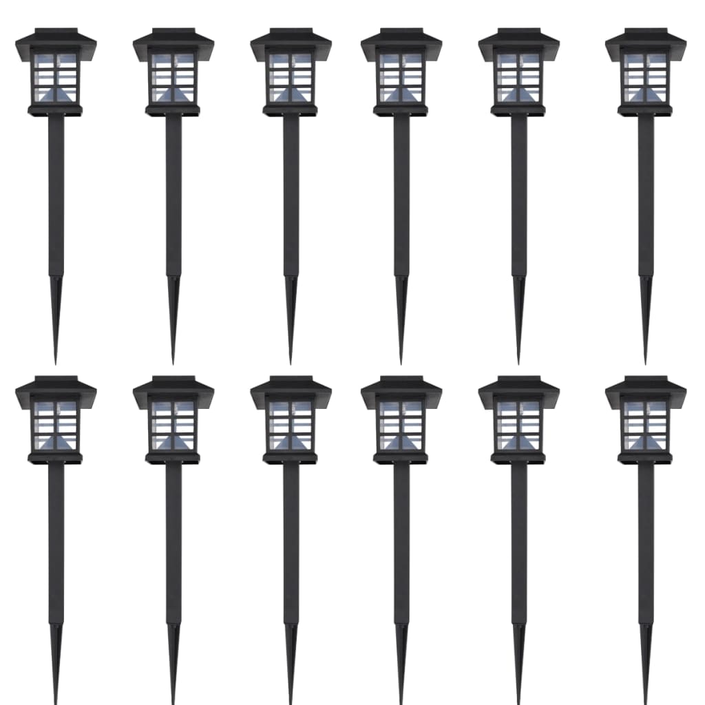 Set zunanjih solarnih LED svetilk s konico 12 kosov 8,6 x 8,6 x 38 cm