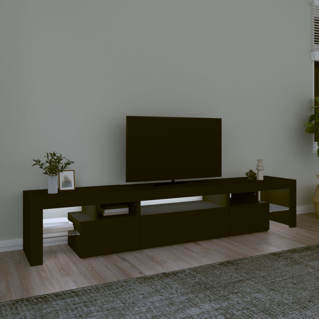 vidaXL TV omarica z LED lučkami črna 215x36,5x40 cm