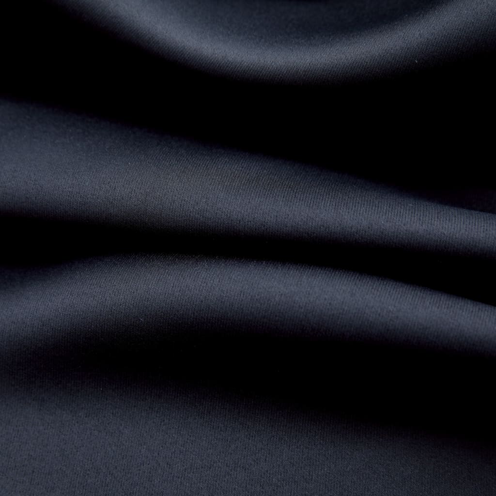 vidaXL Zatemnitvene zavese s kovinskimi obročki 2 kosa črne 140x175 cm