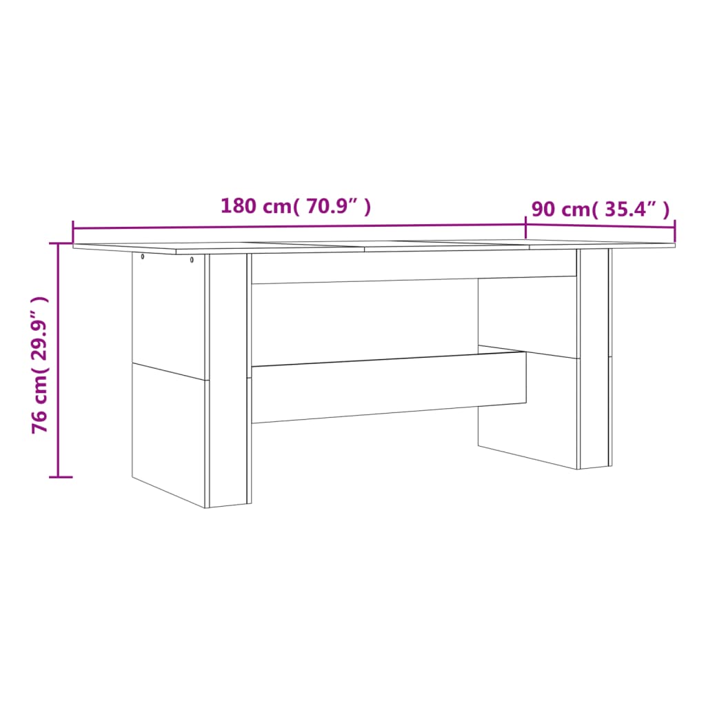 vidaXL Jedilna miza dimljeni hrast 180x90x76 cm inženirski les