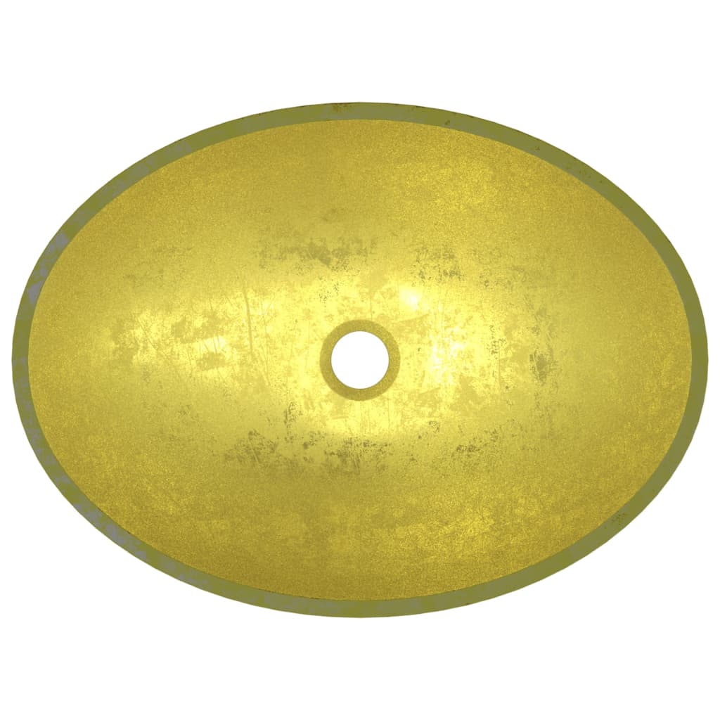 vidaXL Stekleni umivalnik 50x37x14 cm zlat