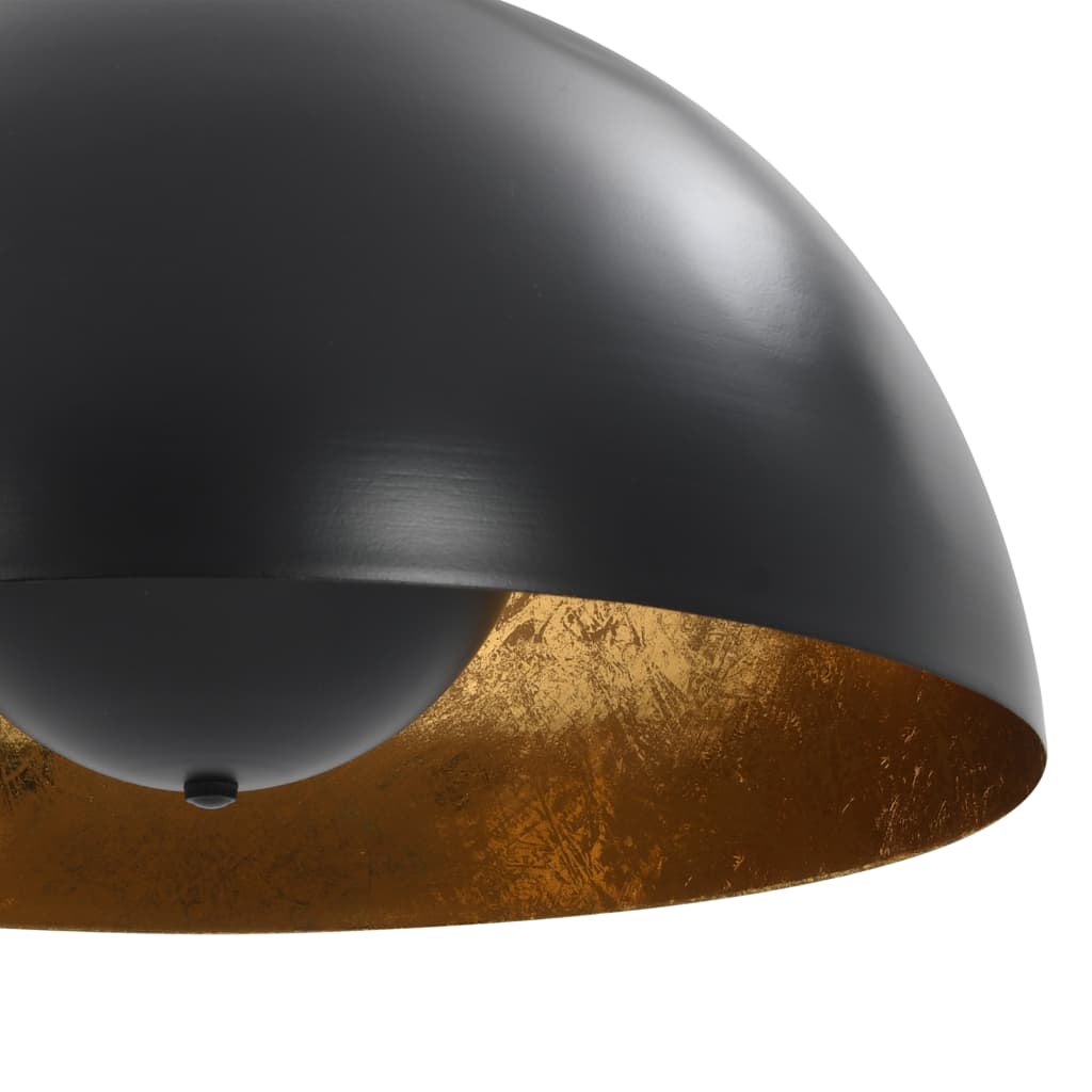 vidaXL Stropna svetilka 2 kosa črna in zlata pol-okrogla 40 cm E27