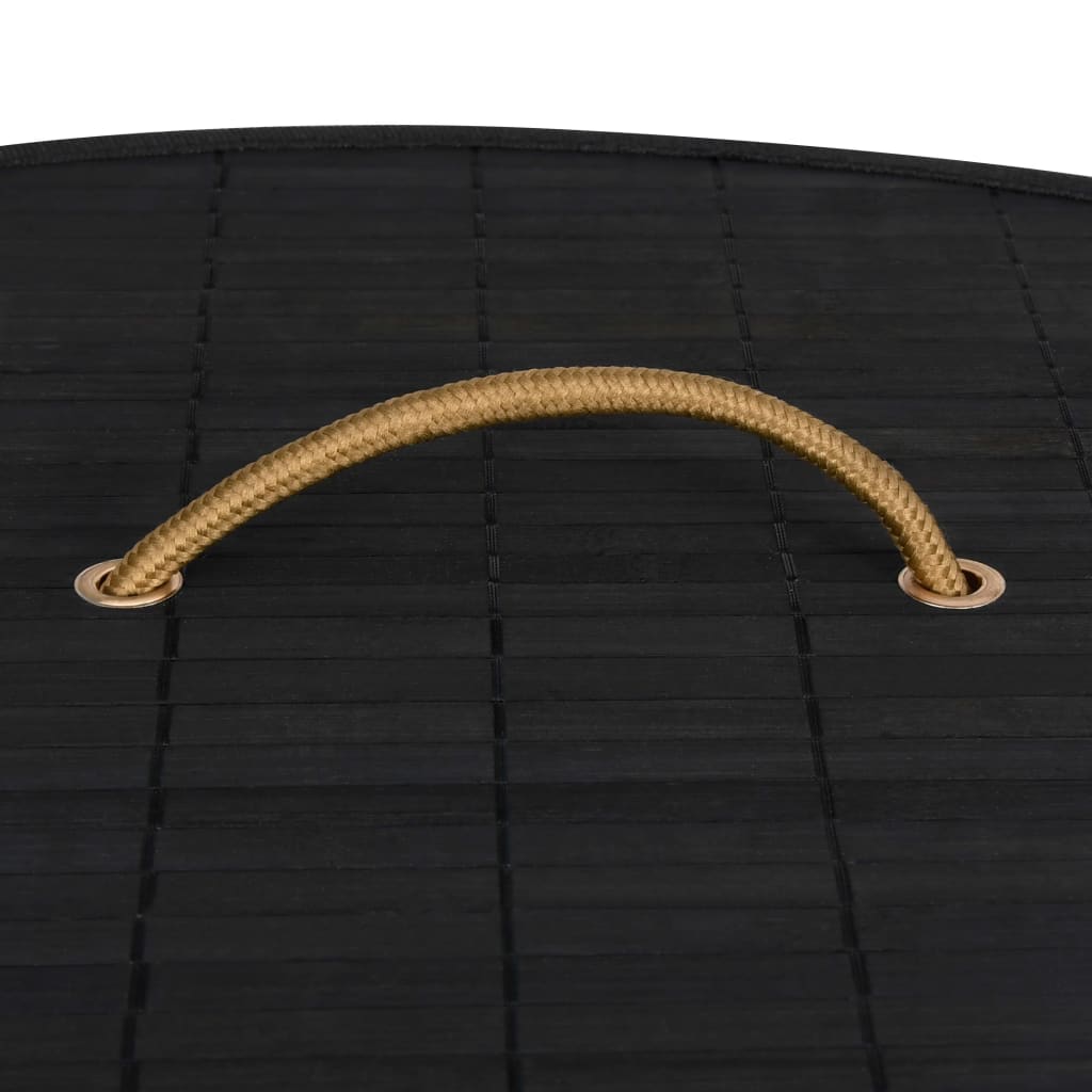 vidaXL Kotna košara za perilo iz bambusa črna 60 L