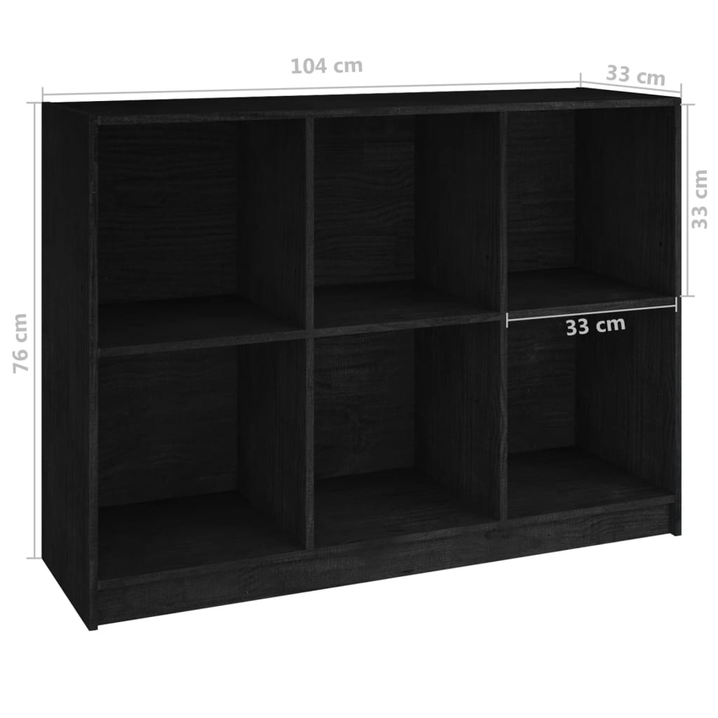 vidaXL Knjižna omara črna 104x33x76 cm trdna borovina