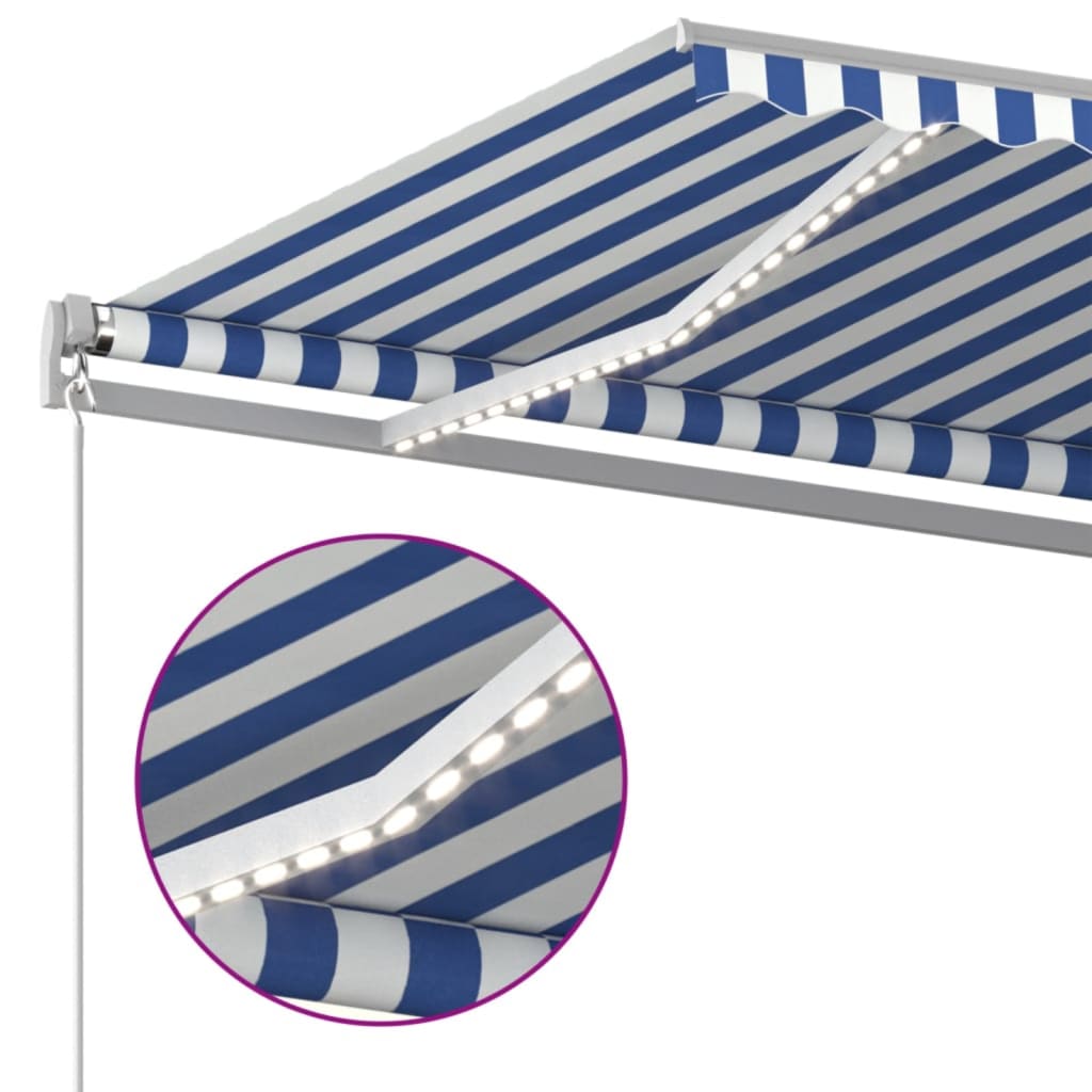 vidaXL Ročno zložljiva tenda z LED lučmi 400x300 cm modra in bela