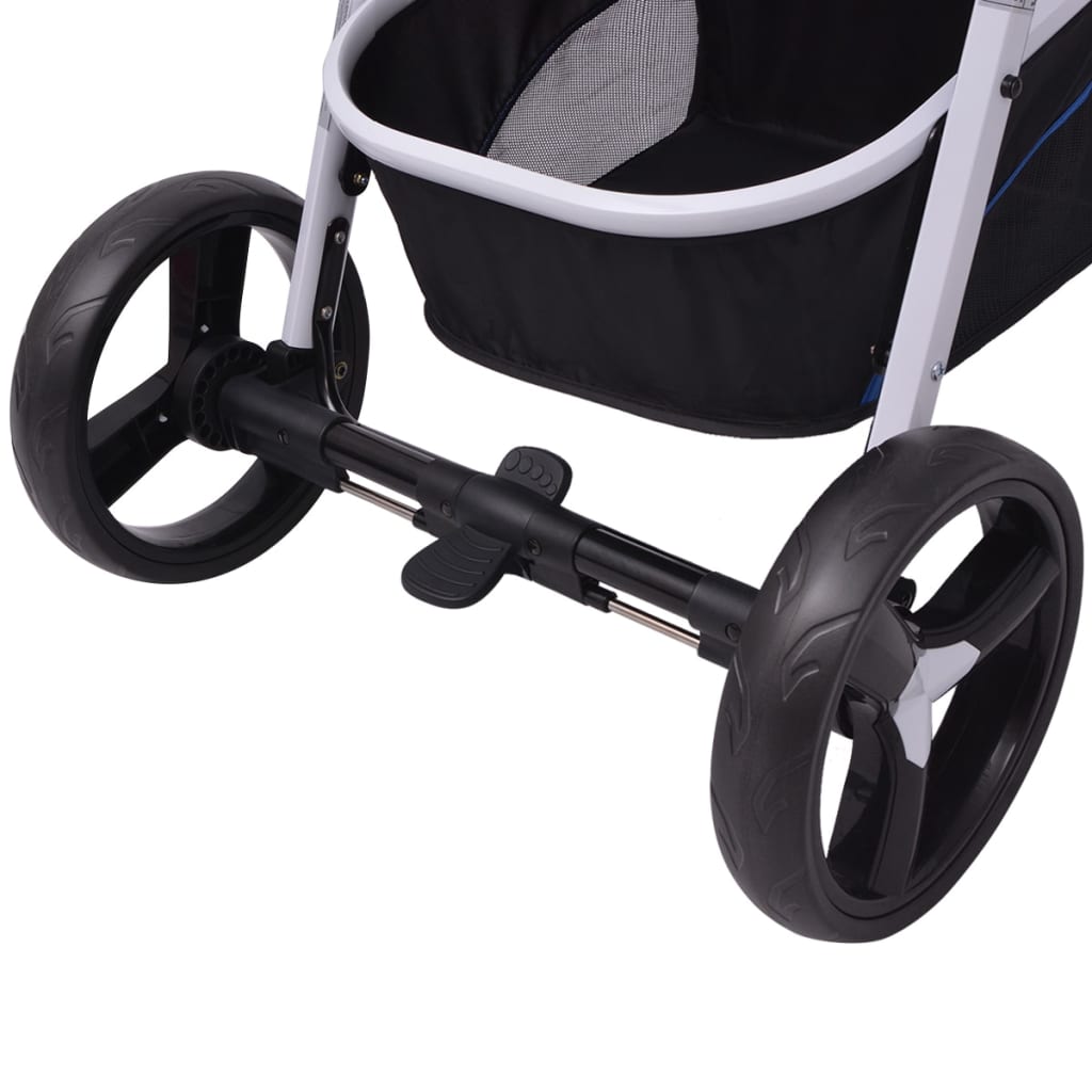 vidaXL Otroški voziček 3 v 1 aluminijast modre in črne barve
