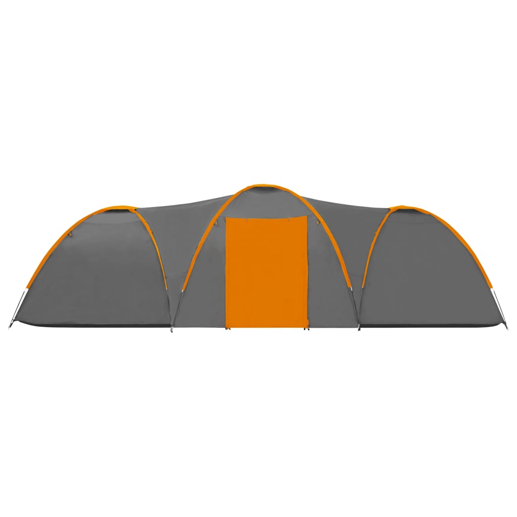 vidaXL Šotor za kampiranje iglu 650x240x190cm za 8 oseb siv in oranžen