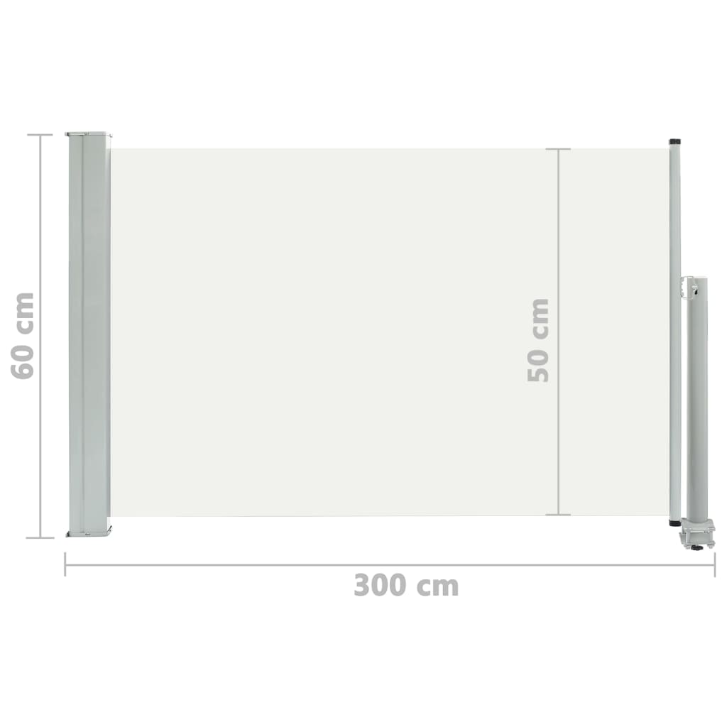 vidaXL Zložljiva stranska tenda za teraso 60x300 cm krem