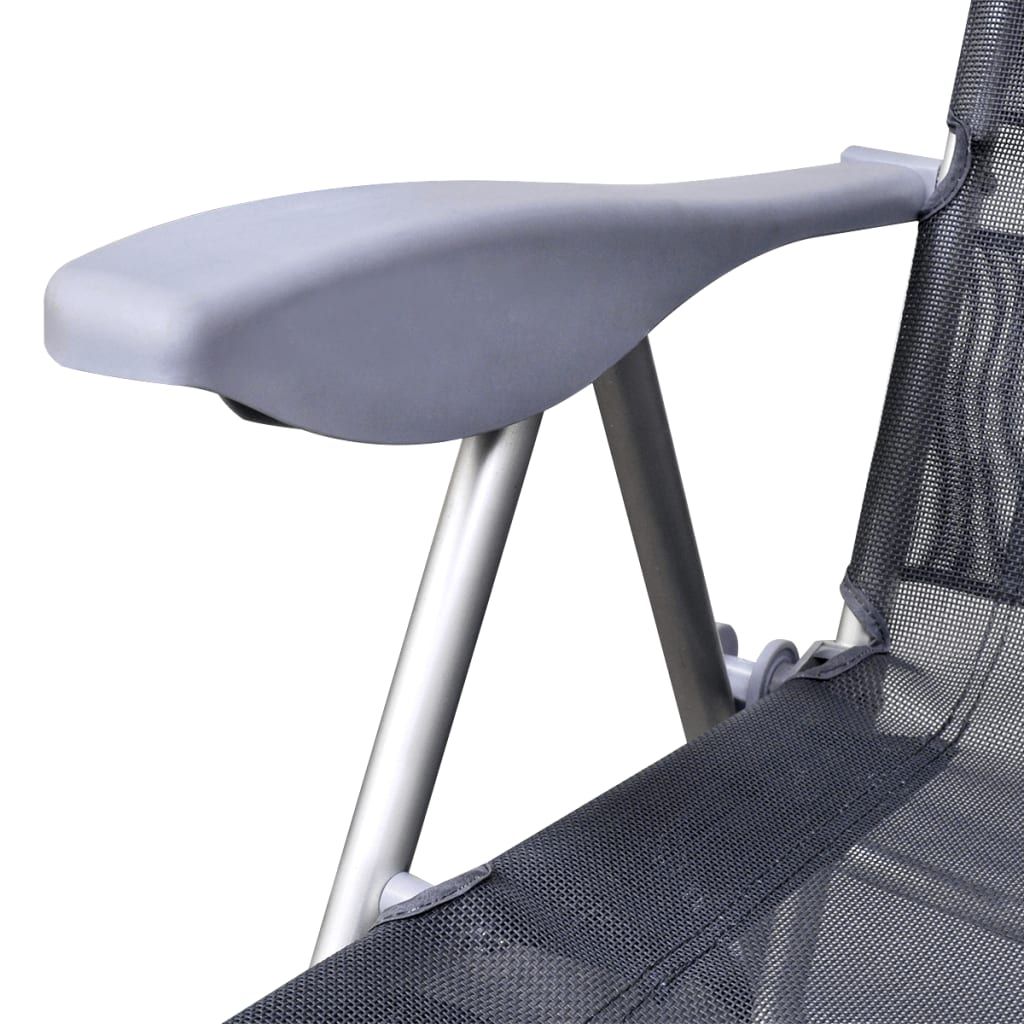 vidaXL Zložljivi vtni stoli 2 kosa aluminij in tekstil sive barve