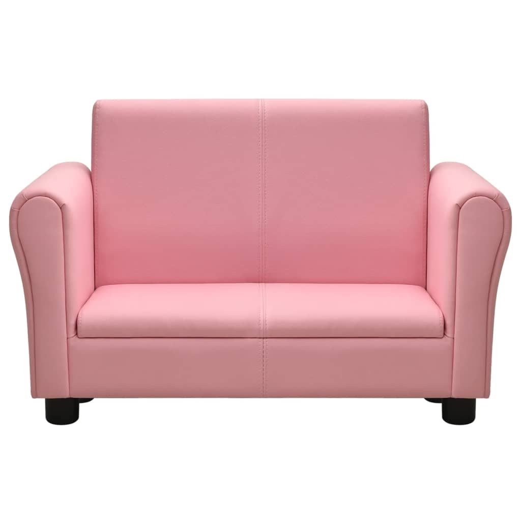 vidaXL Otroški kavč s stolčkom roza umetno usnje