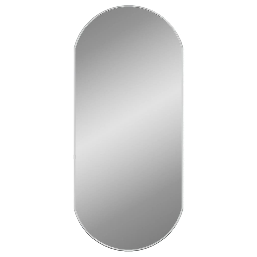 vidaXL Stensko ogledalo srebrno 90x40 cm ovalno