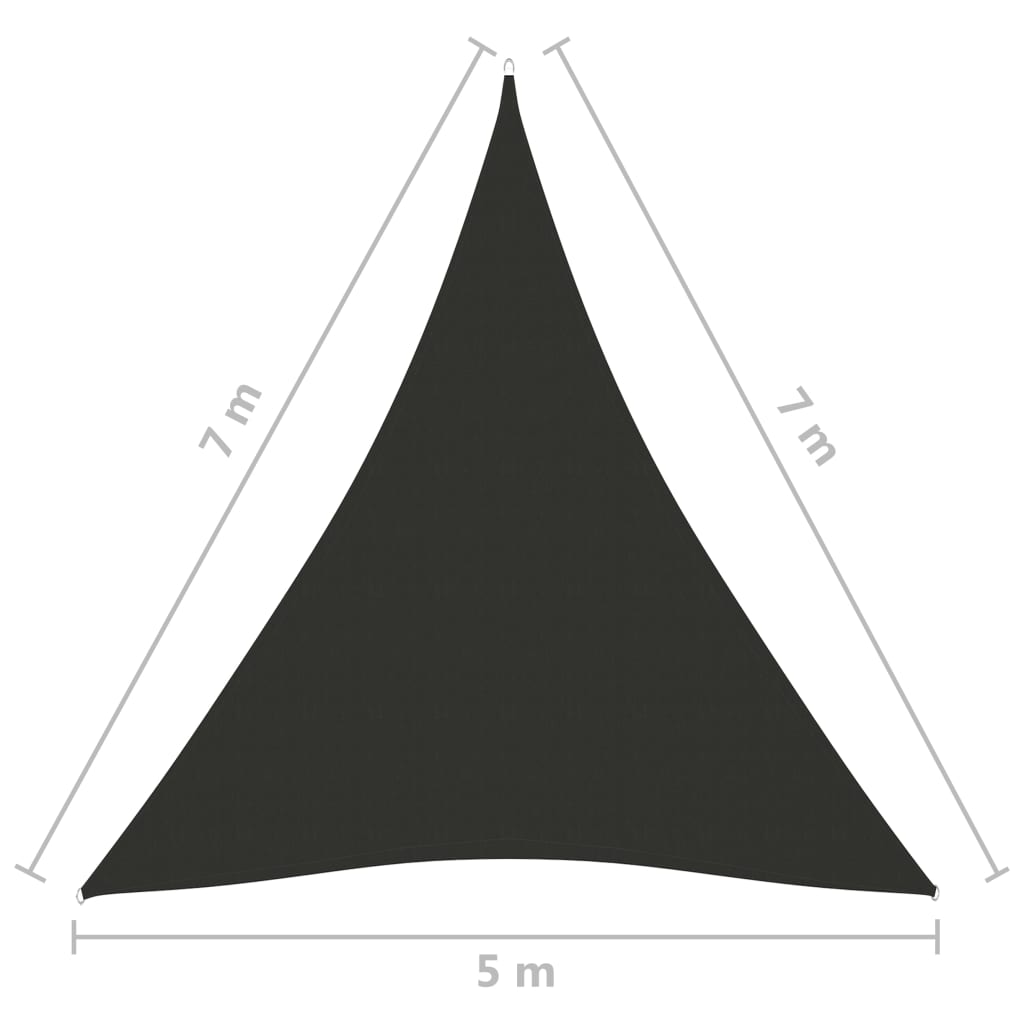 vidaXL Senčno jadro oksford blago trikotno 5x7x7 m antracitno