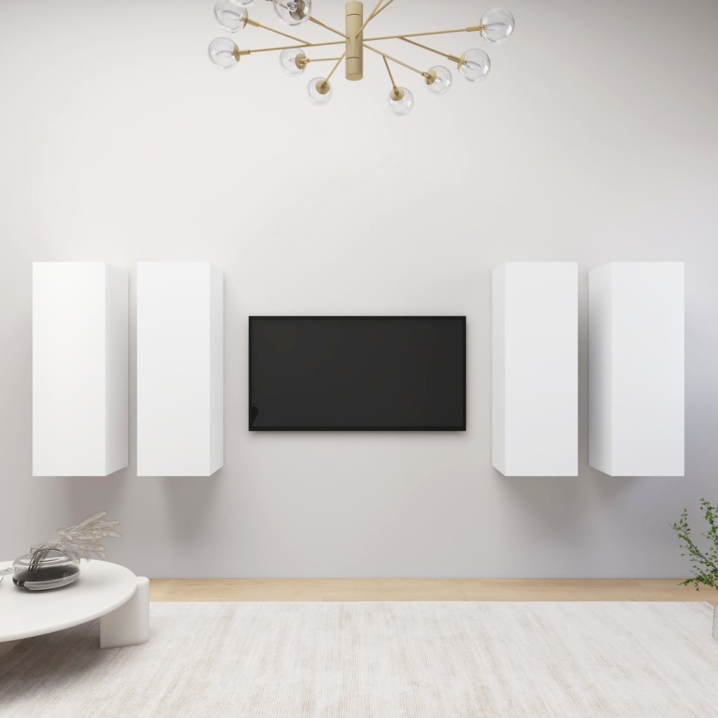 vidaXL TV omarice 4 kosi bele 30,5x30x90 cm iverna plošča