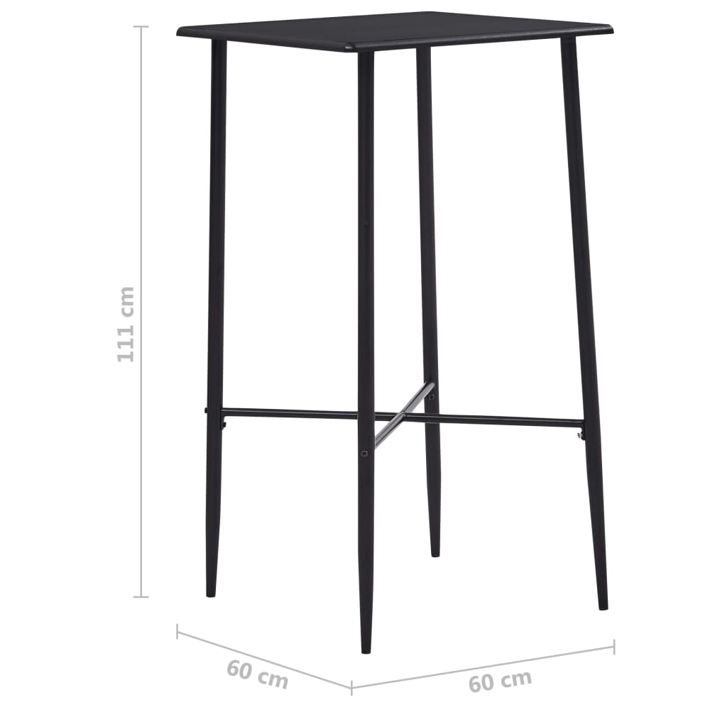 vidaXL Barska miza črna 60x60x111 cm mediapan