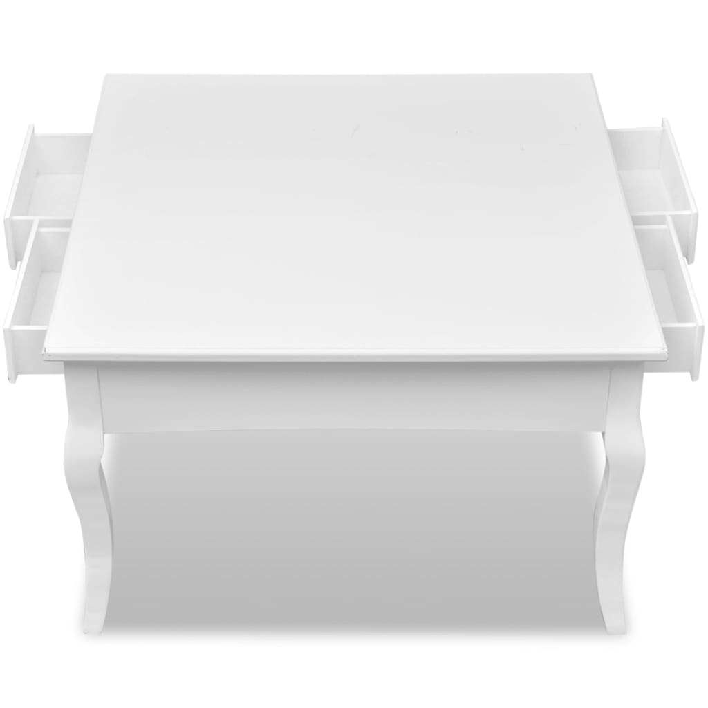 vidaXL Klubska mizica s 4 predali bela