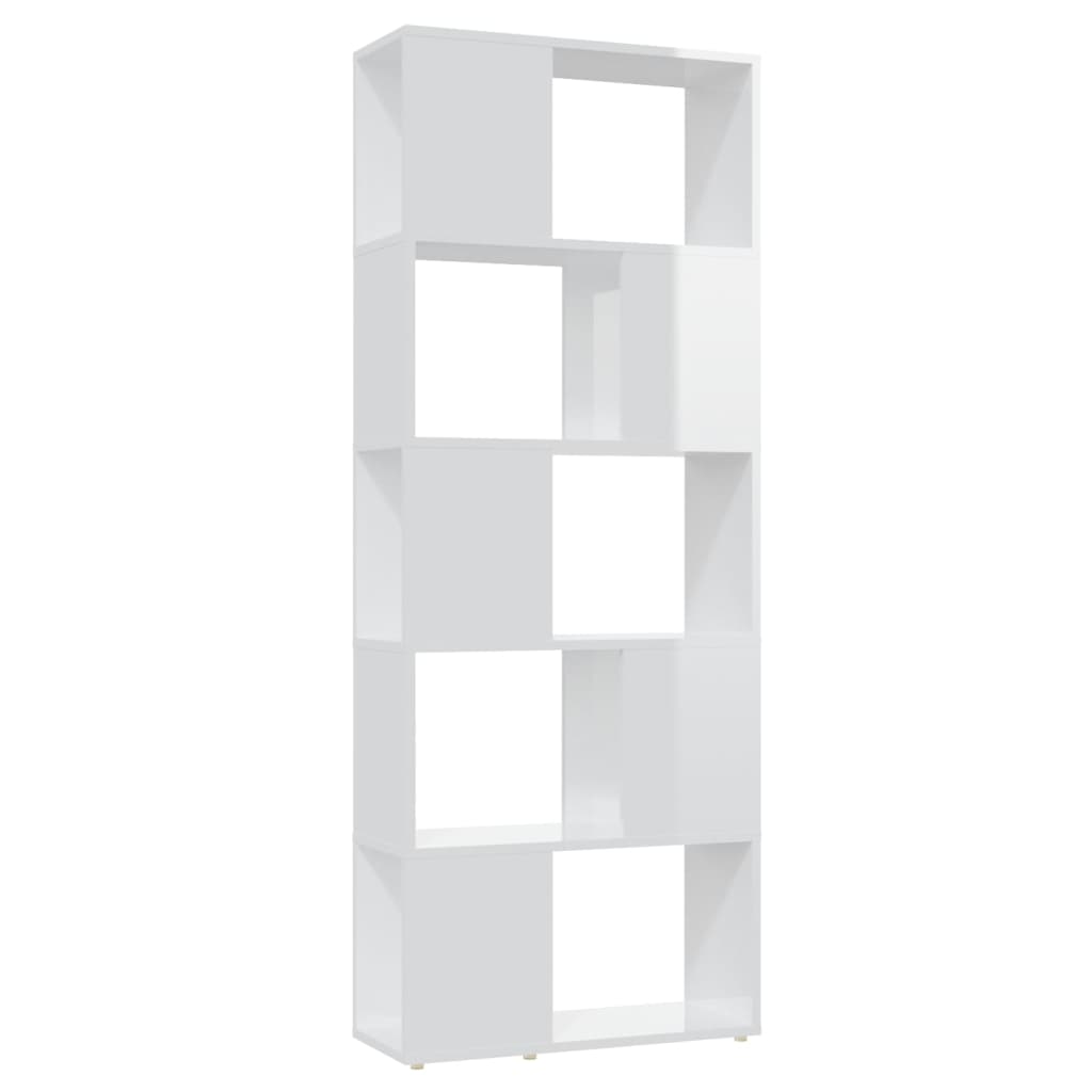 vidaXL Knjižna omara za razdelitev prostora sijaj bela 60x24x155 cm