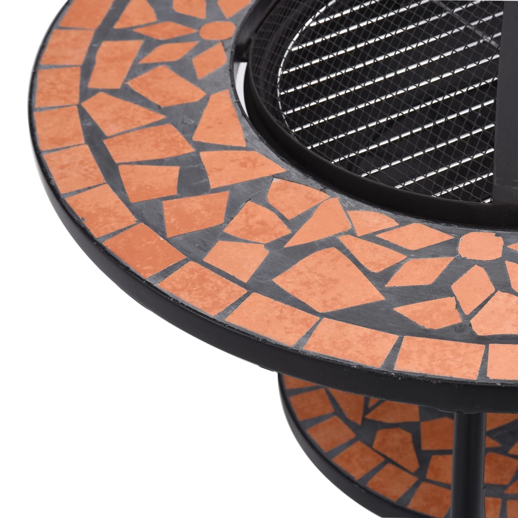 vidaXL Ognjišče z mizico terakota mozaik 68 cm keramika