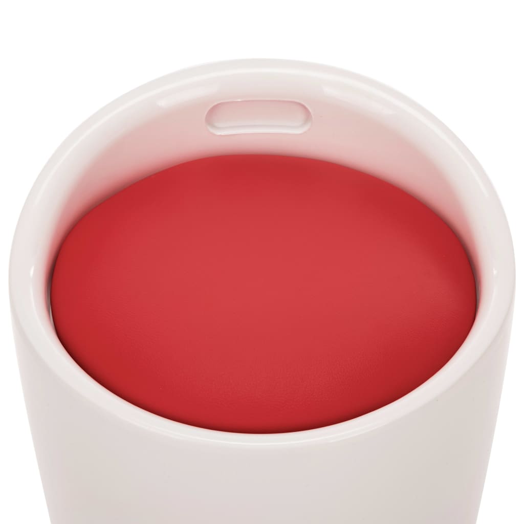 vidaXL Stolček s prostorom za shranjevanje belo in rdeče umetno usnje