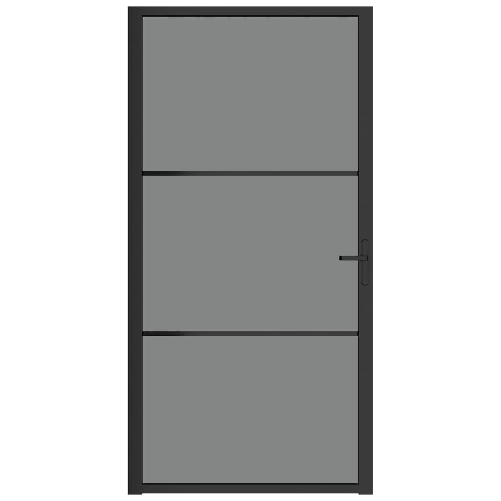 vidaXL Notranja vrata 102,5x201,5 cm črna ESG steklo in aluminij