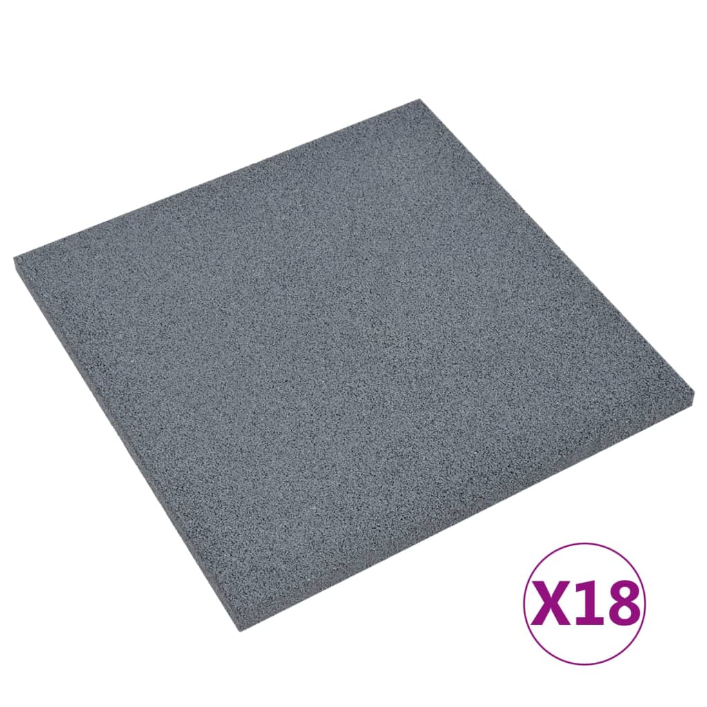 vidaXL Zaščitne plošče 18 kosov gumijaste 50x50x3 cm sive