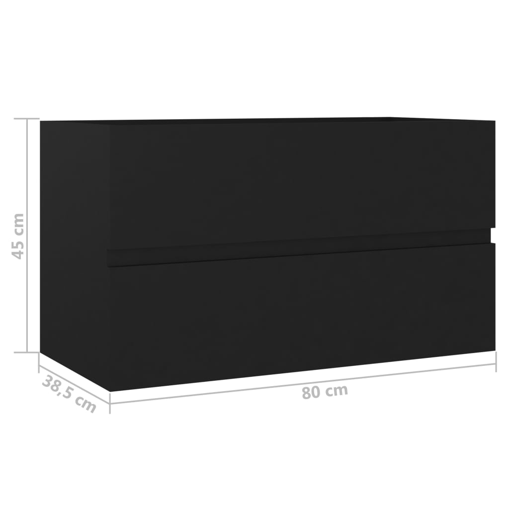vidaXL Omarica za umivalnik črna 80x38,5x45 cm iverna plošča