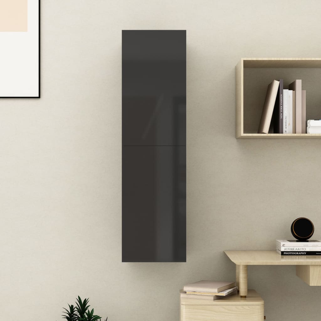 vidaXL TV omarica visok sijaj črna 30,5x30x110 cm iverna plošča
