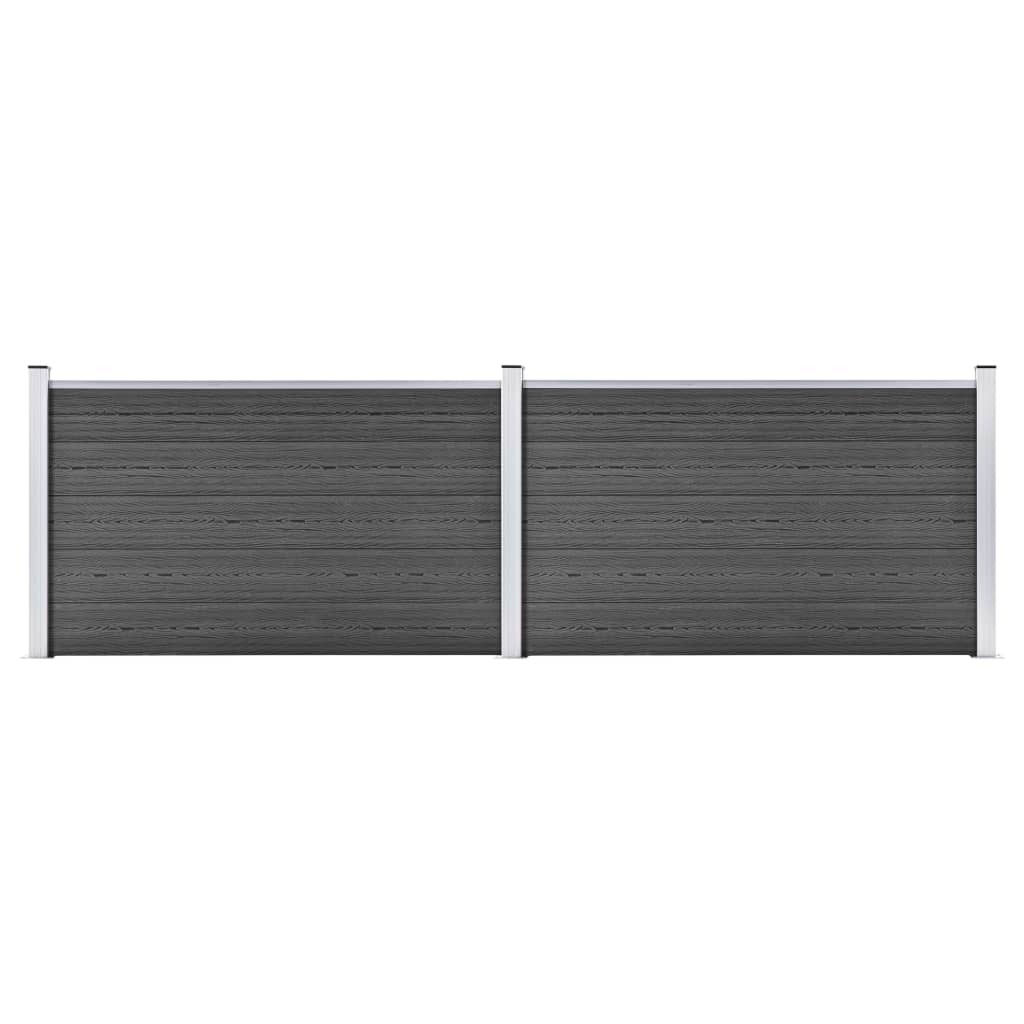 vidaXL Komplet ograjnih panelov WPC 353x105 cm črn