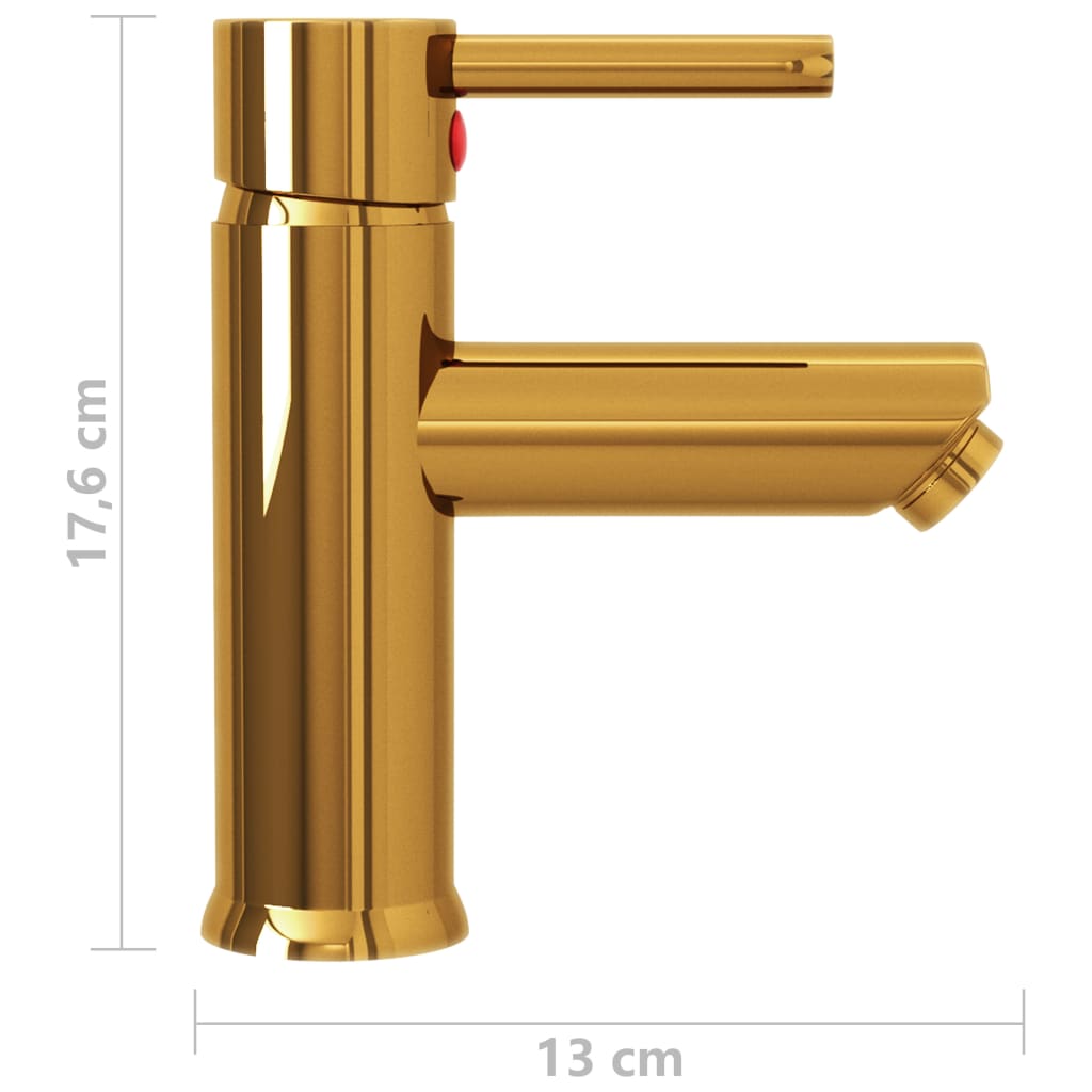 vidaXL Kopalniška armatura za umivalnik zlata 130x176 mm