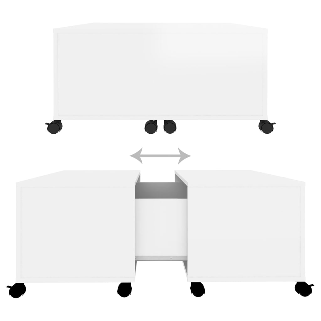 vidaXL Klubska mizica visok sijaj bela 75x75x38 cm iverna plošča