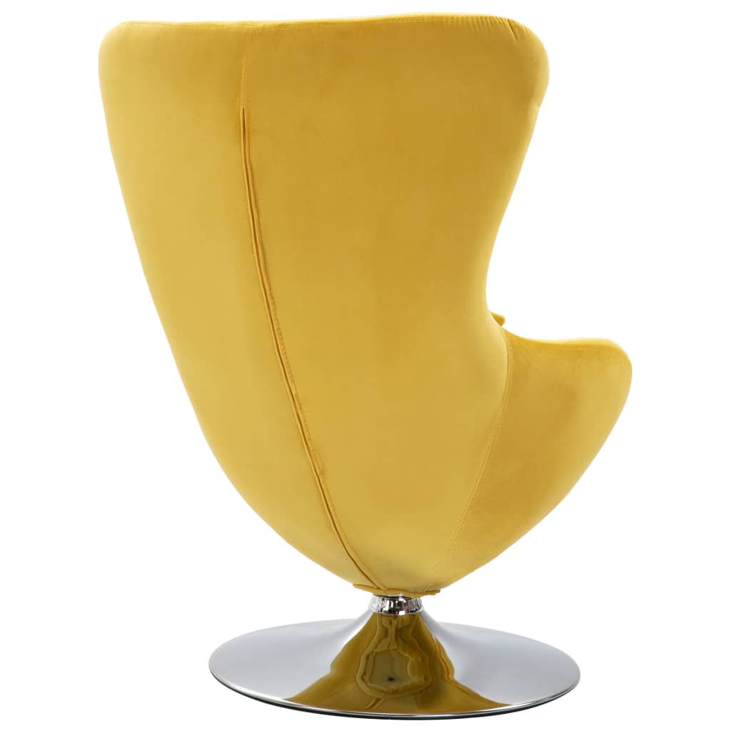 vidaXL Vrtljiv jajčast stol z blazino rumen žamet
