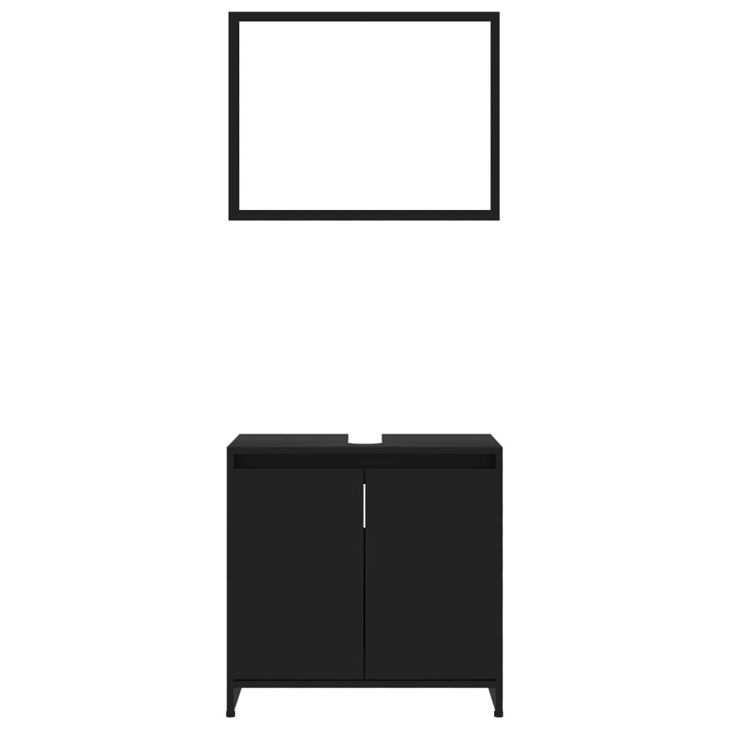 vidaXL Kopalniško pohištvo črno iverna plošča