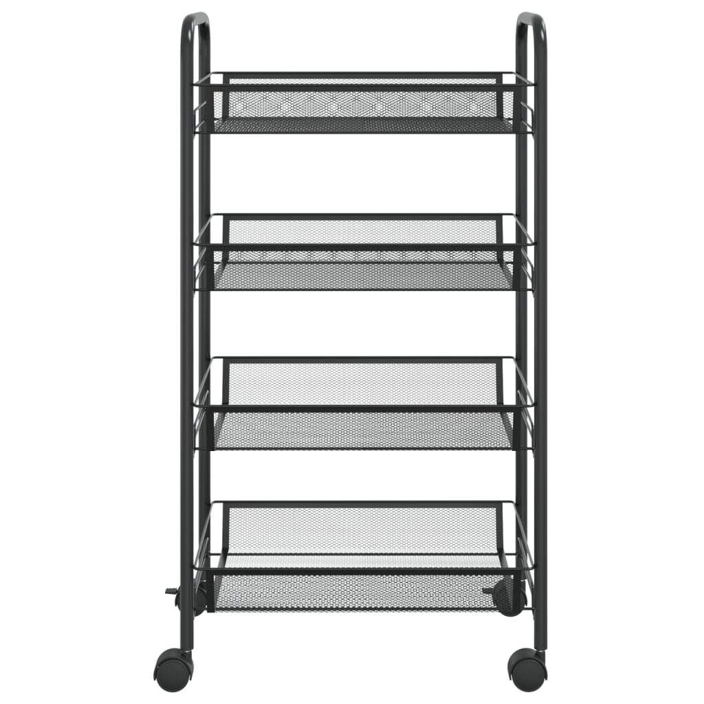 vidaXL 4-nadstropni kuhinjski voziček črn 46x26x85 cm železo