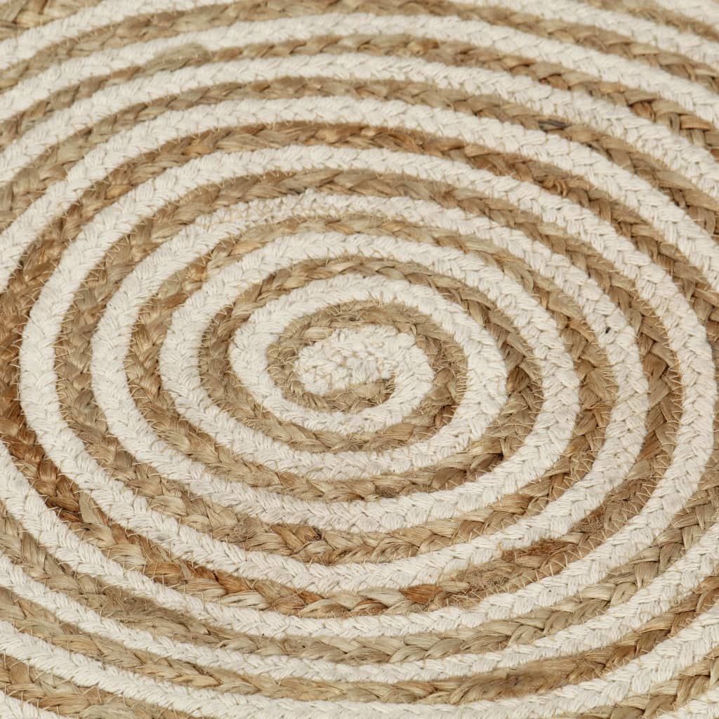 vidaXL Preproga iz jute bel spiralni dizajn ročno izdelana 90 cm