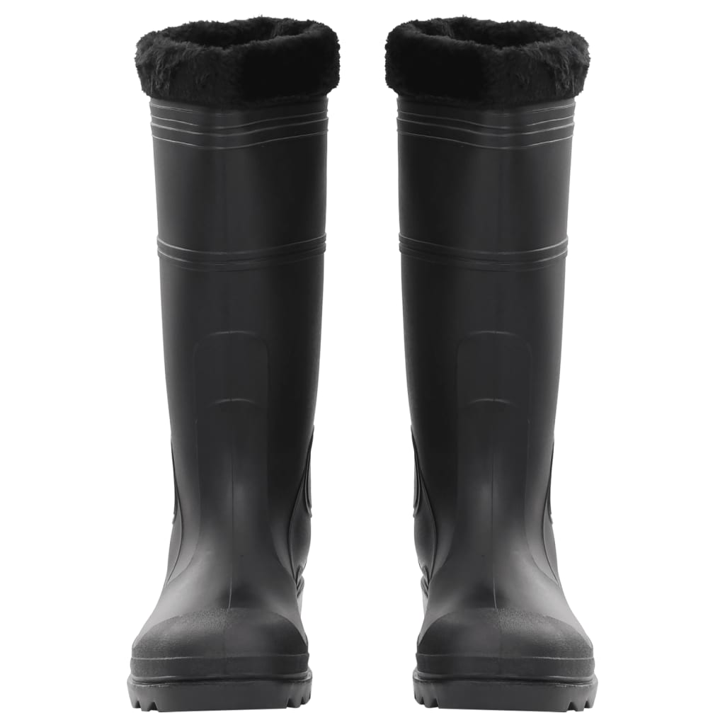 vidaXL Dežni škornji z odstranljivimi nogavicami črni velikost 45 PVC