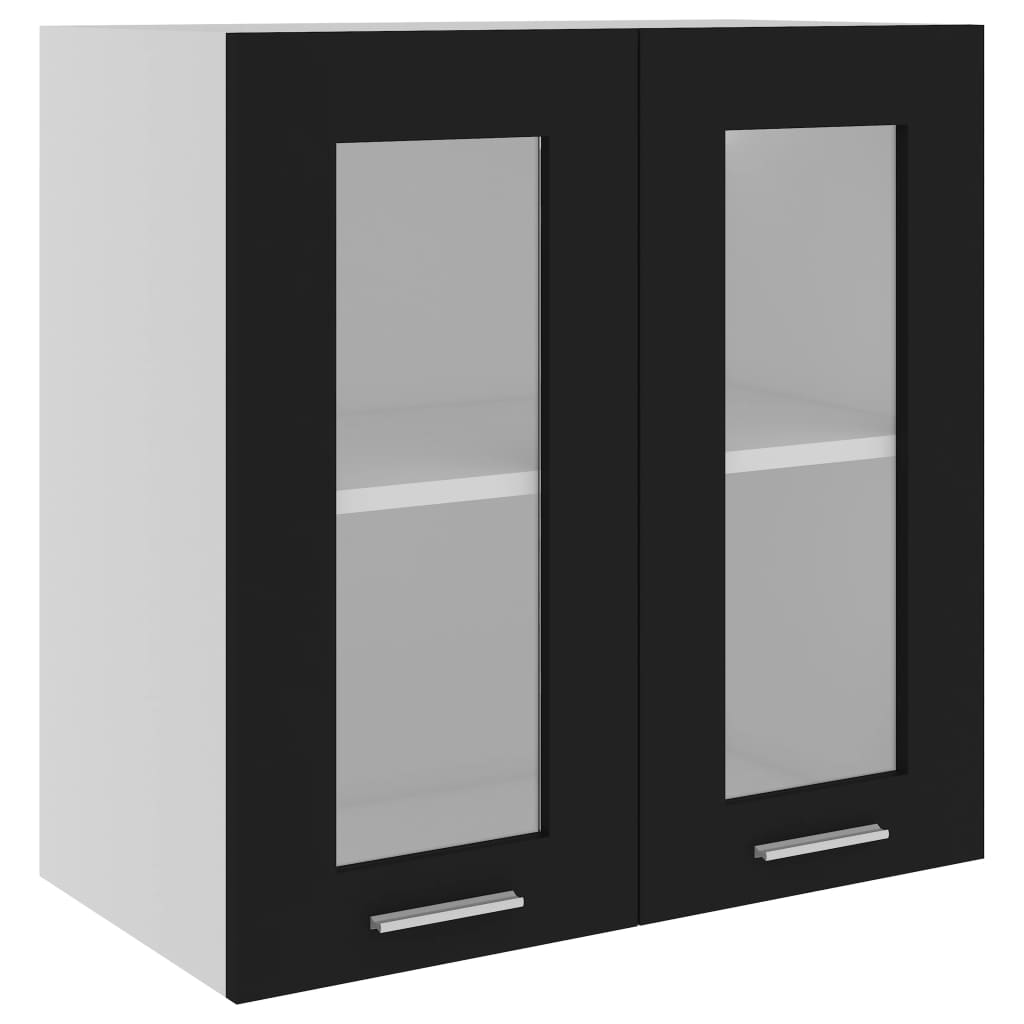 vidaXL Viseča steklena omarica črna 60x31x60 cm iverna plošča