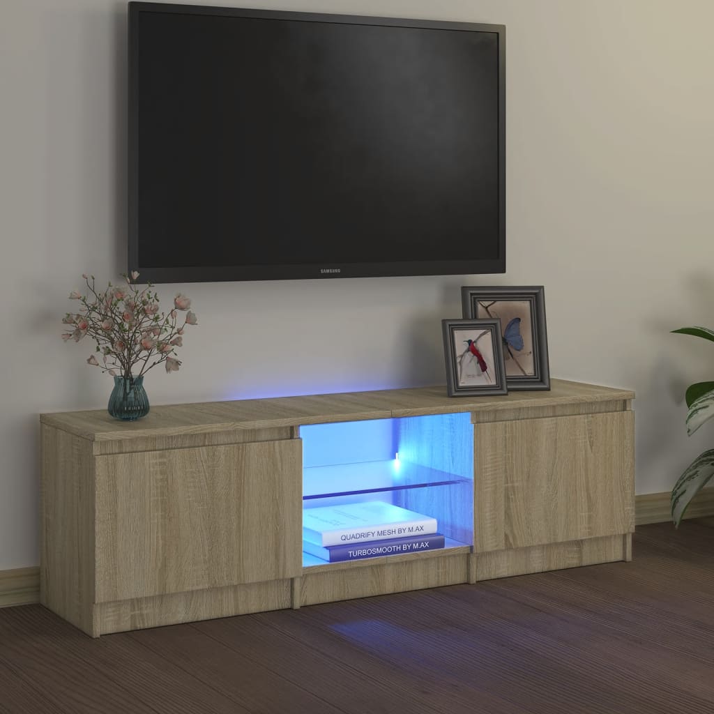 vidaXL TV omarica z LED lučkami sonoma hrast 120x30x35,5 cm