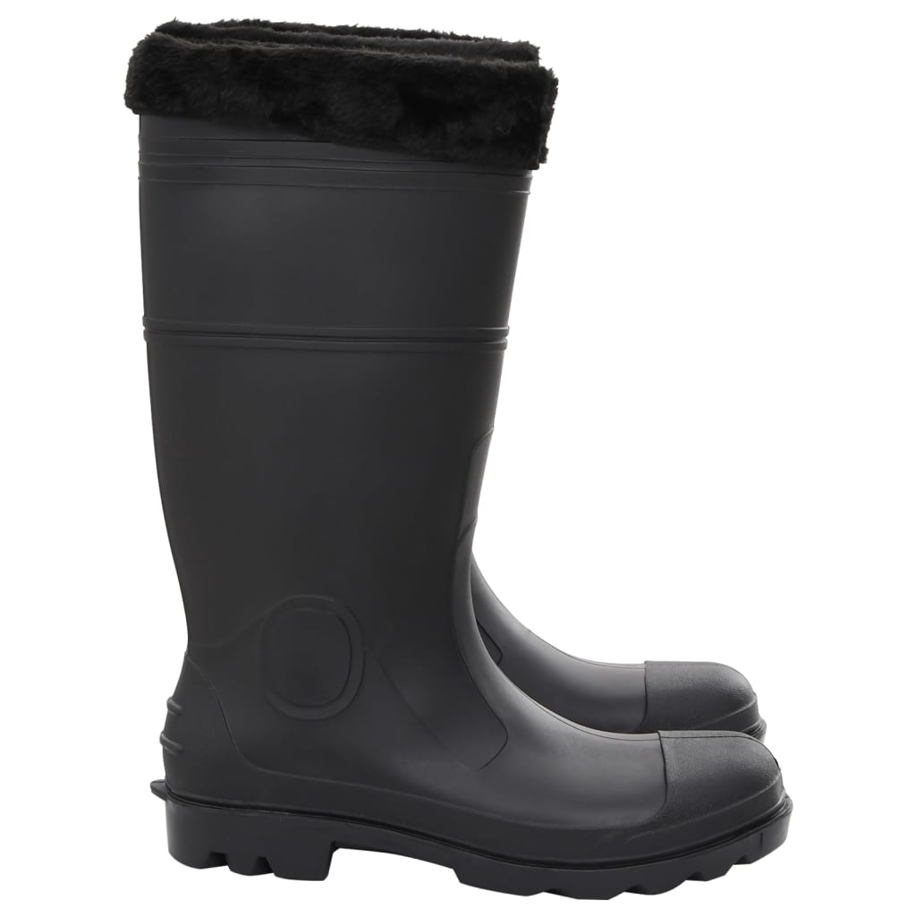 vidaXL Dežni škornji z odstranljivimi nogavicami črni velikost 46 PVC