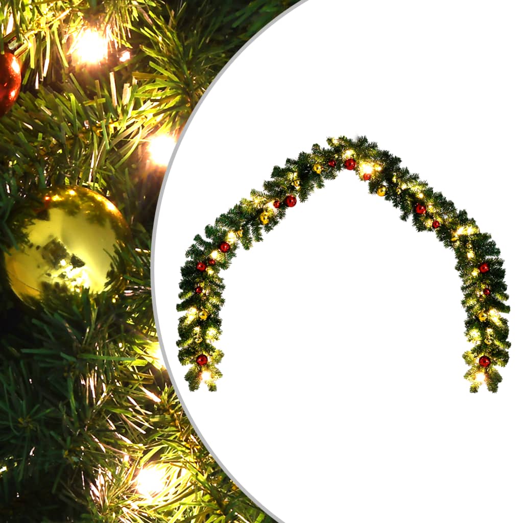 vidaXL Božična girlanda okrašena z bučkami in LED lučkami 5 m