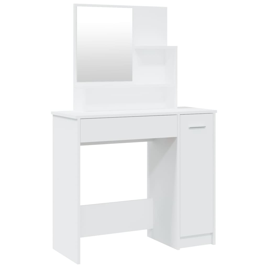 vidaXL Toaletna mizica z ogledalom bela 86,5x35x136 cm