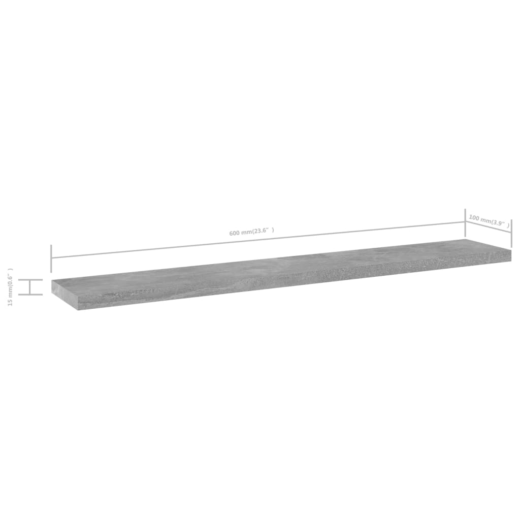 vidaXL Dodatne police za omaro 4 kosi betonsko sive 60x10x1,5 cm