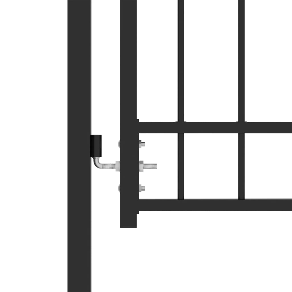 vidaXL Vrata za ograjo s konicami jeklo 100x100 cm črna